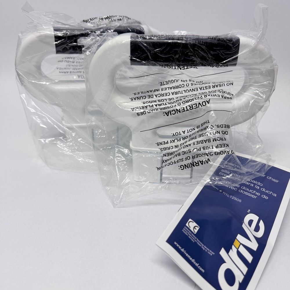 Drive Medical RTL12505 Premium Shower Chair Replacement Armrests White Pair